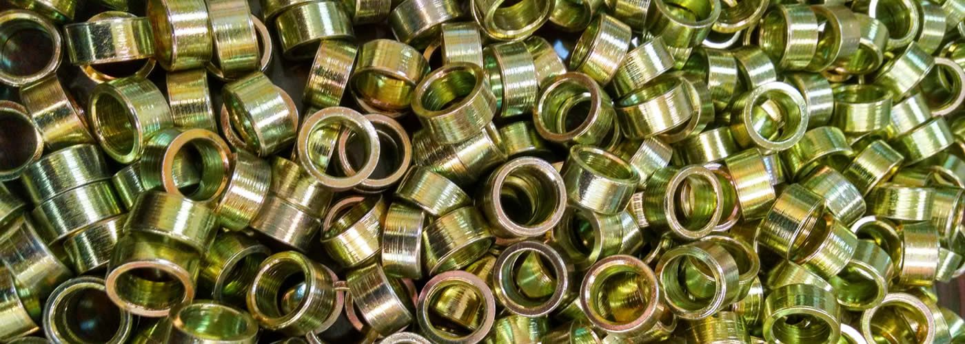 Yellow chromate zinc plated hardware finished at Parker Metal Finishing